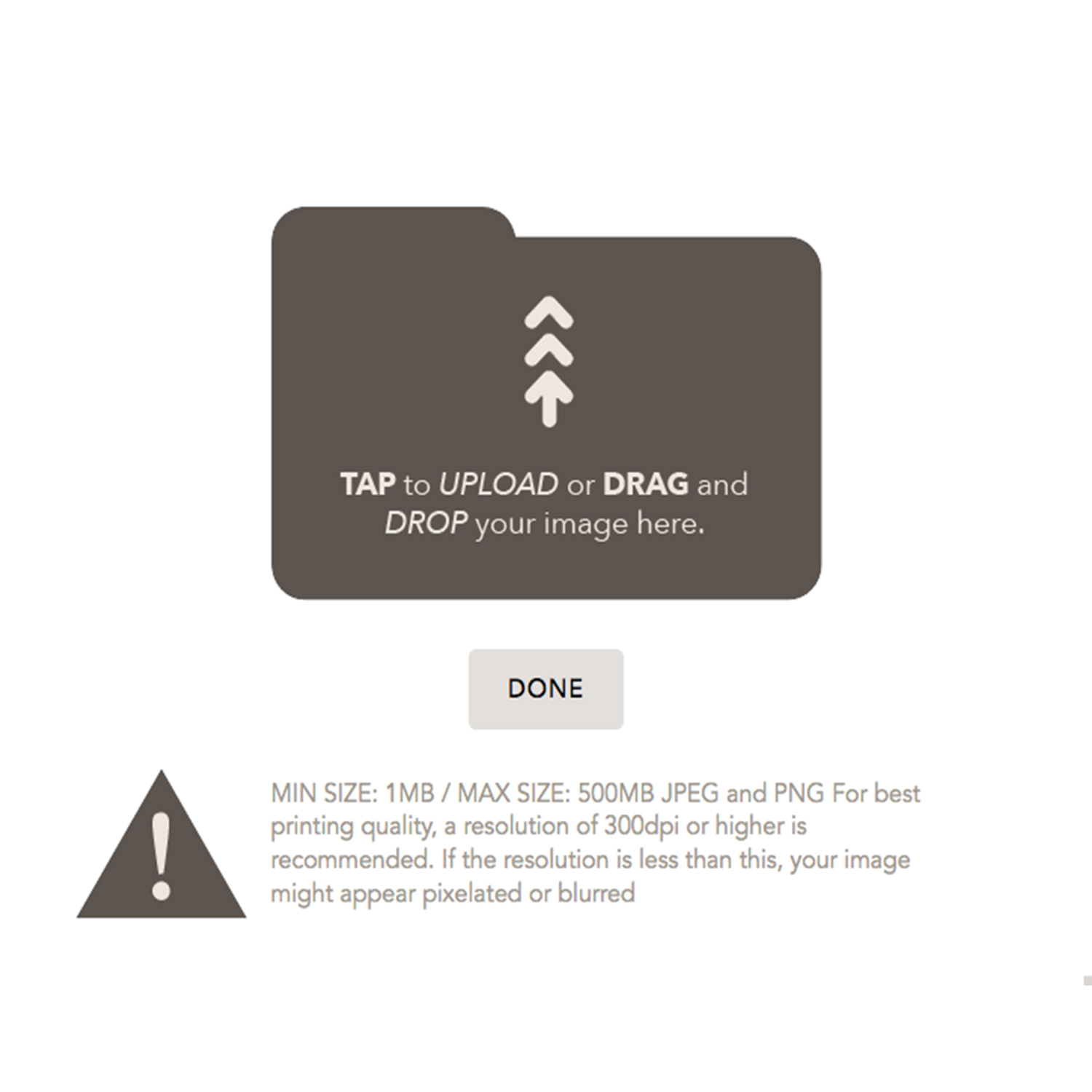 Upload your original file or a reference photo Upload your original file or a reference photo